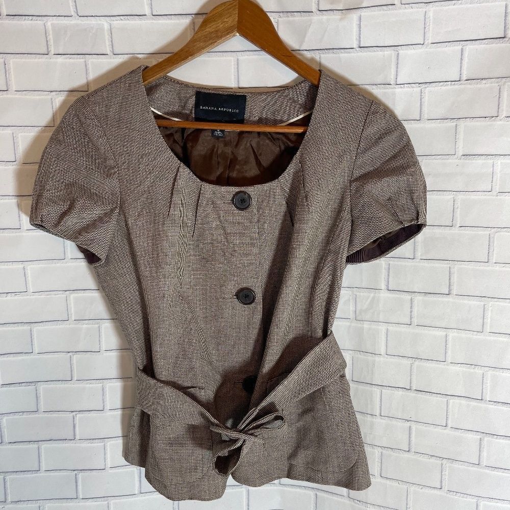 Banana Republic Brown Herringbone Peplum Jacket